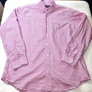 Ralph Lauren Button Down Shirt Mens X- Large Pink/White Gingham Check